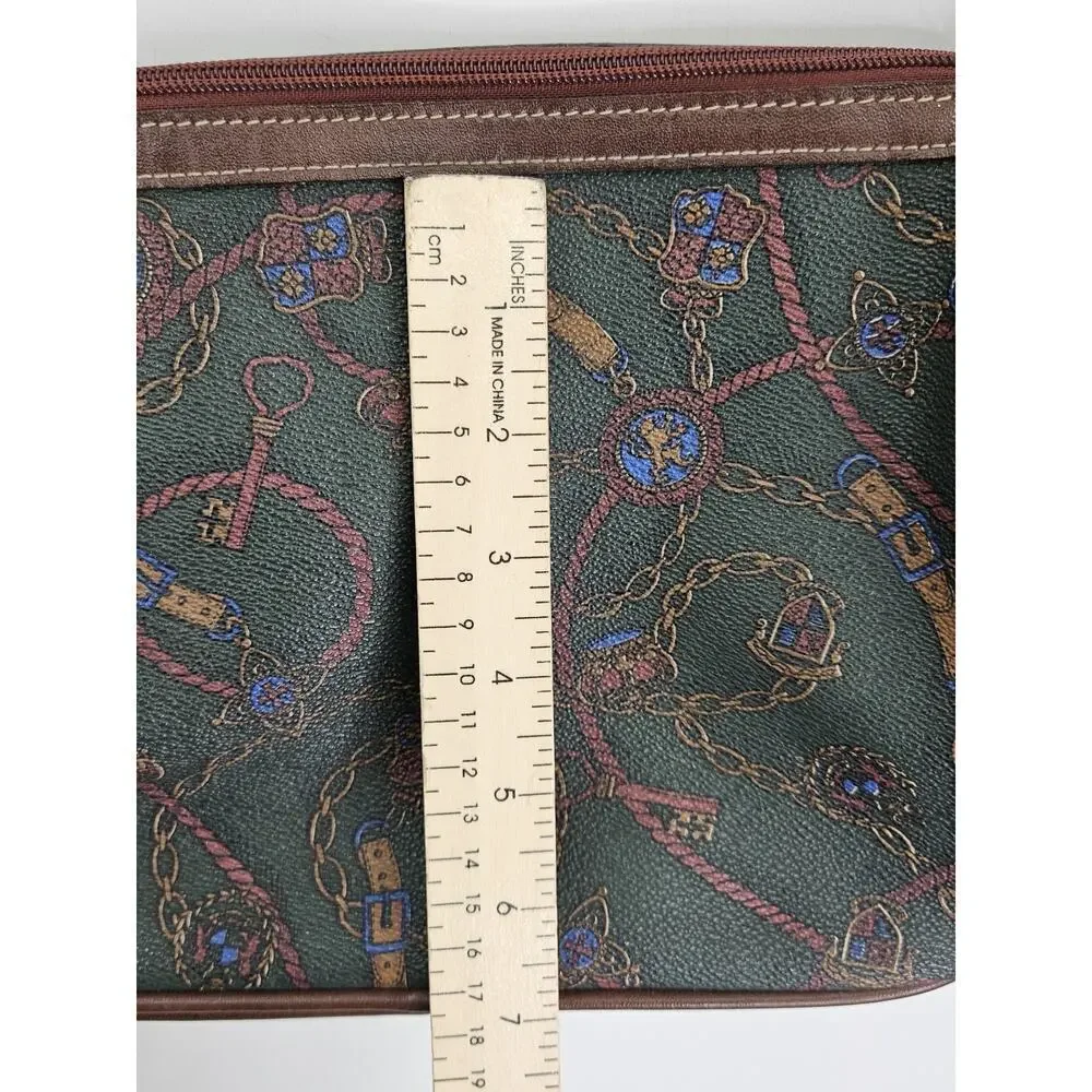 Vittoria Brown Leather Crossbody Bag Vintage Paisley Pattern Boho Classic
